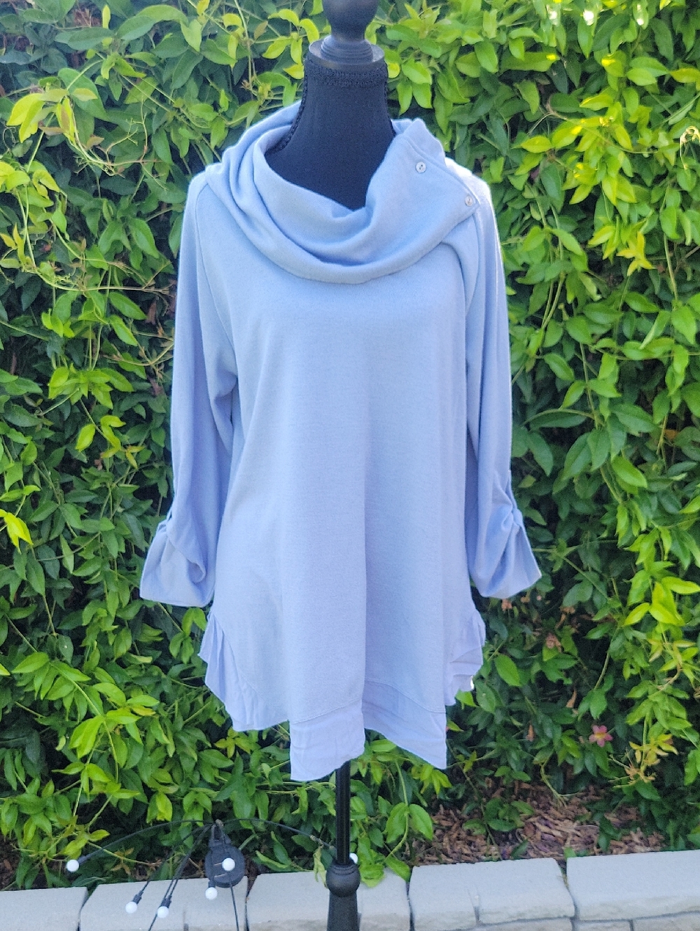 Simply Noelle Soft Blue Cowl Neck Sweater